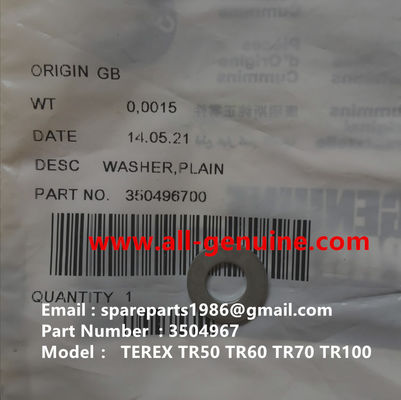 China MOTOR CUMMINS TEREX 3504967 ARANDELA PLANA TR50 TR60 TR70 CAMIÓN MINERO FUERA DE CARRETERA proveedor
