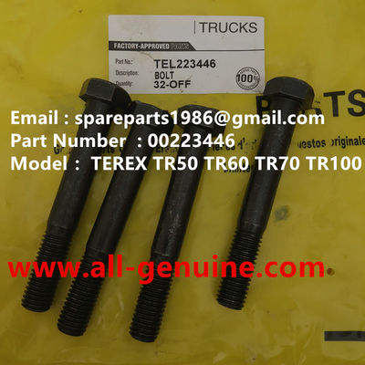 China TEREX 00223446 BOLT TR50 TR60 TR70 TR100 TR45 3305F 3305B TR35A camión de descarga rígida minería fuera de la autopista proveedor