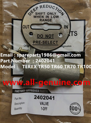 China TEREX 2402041 VALVA MINERA SECA NHL TRAMP TR35 TR50 TR60 TR100 3305B 3305F 3303 3307 TR45 TR70 MT4400 CUMMINS proveedor
